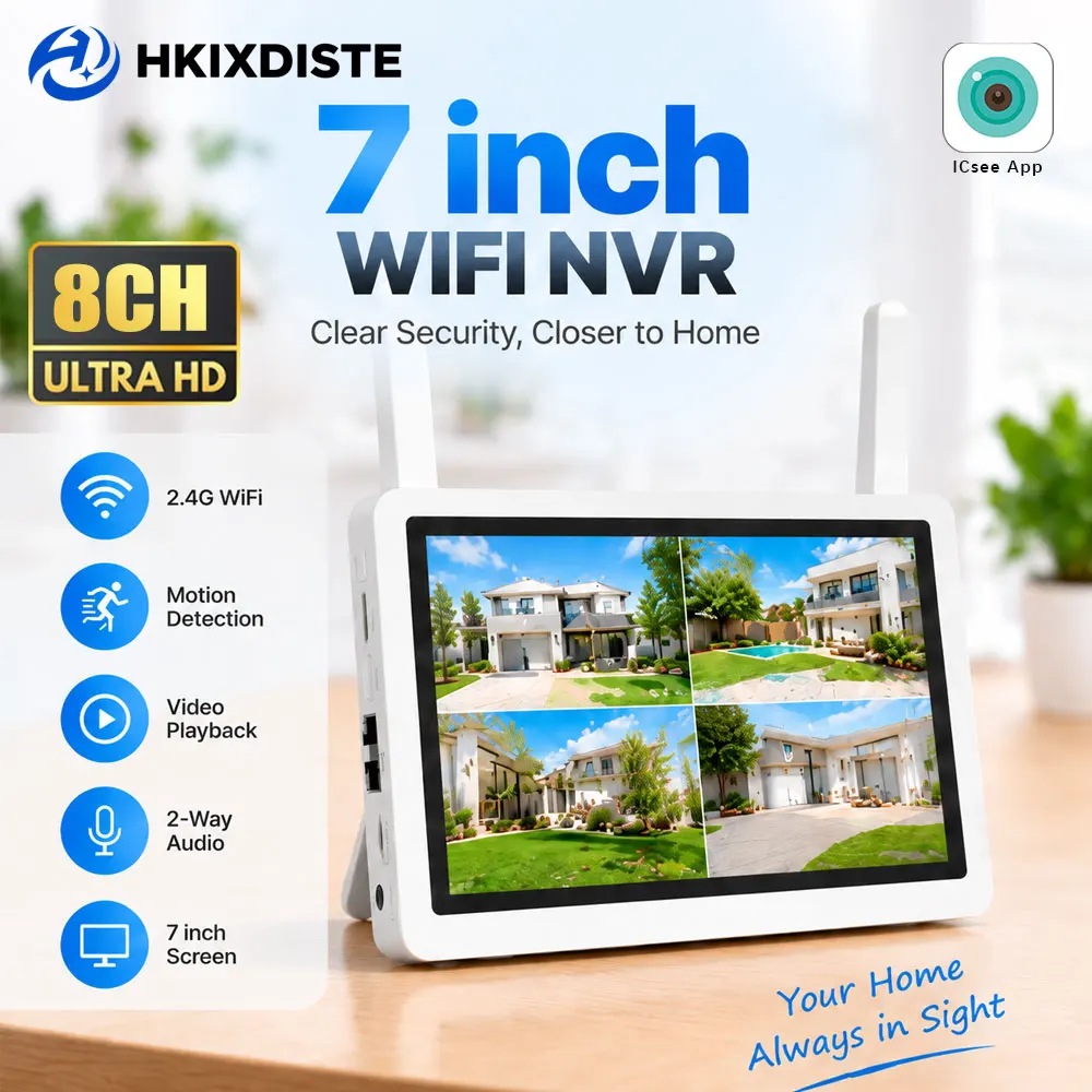 Security Ip Camera - 7인치 8채널 5MP 와이파이 NVR 보안