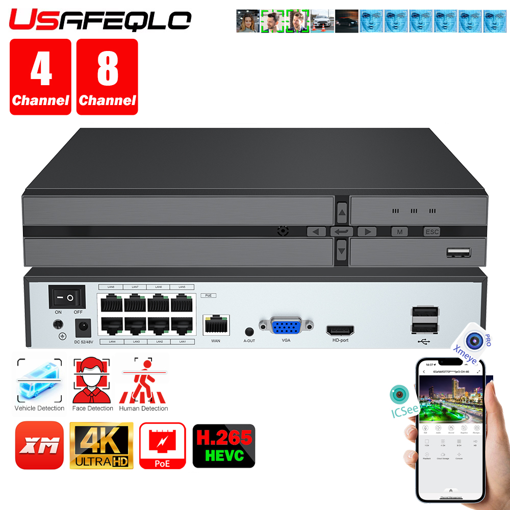 Security Ip Camera - 얼굴 감지 H.265 8ch*4K 4ch/8ch PoE