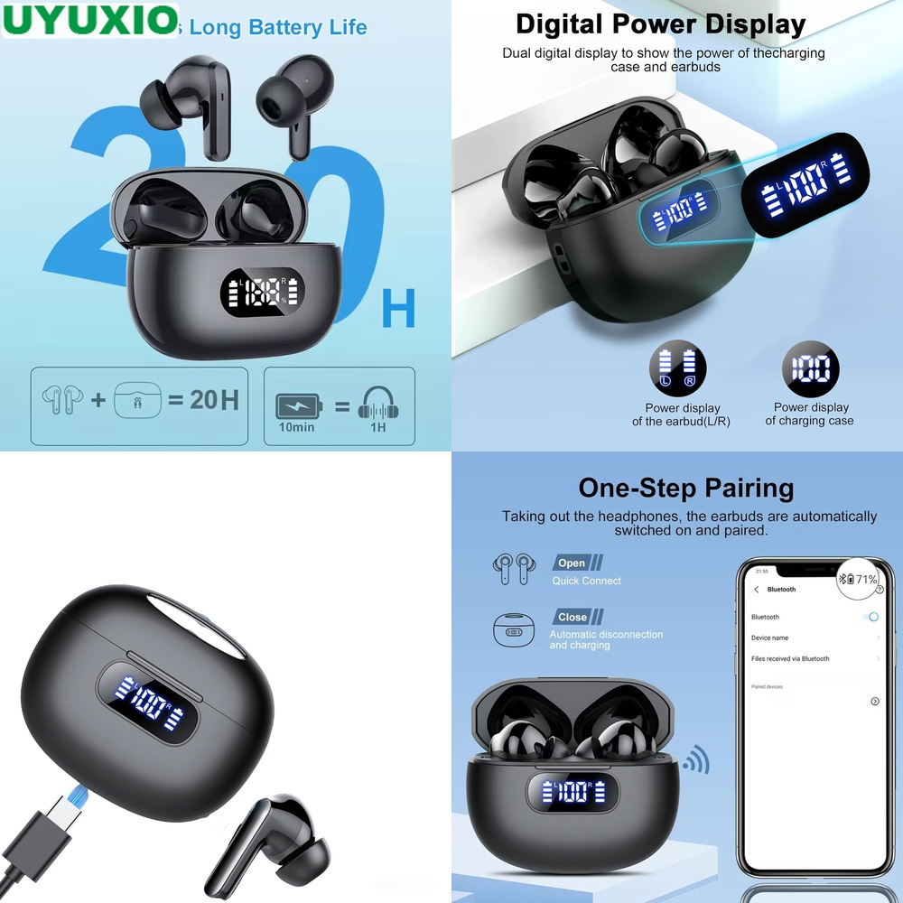 Smart Home Bone - 스마트 LED 디지털 화면 TWS 이어버드