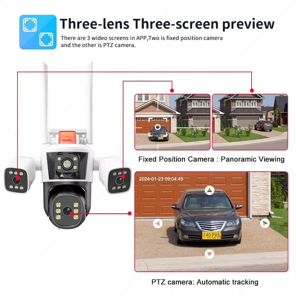 6K 12MP 야외 WiFi 무선 IP 카메라 3 렌즈 - Smart Home Cctv Camera 리뷰 및 가격