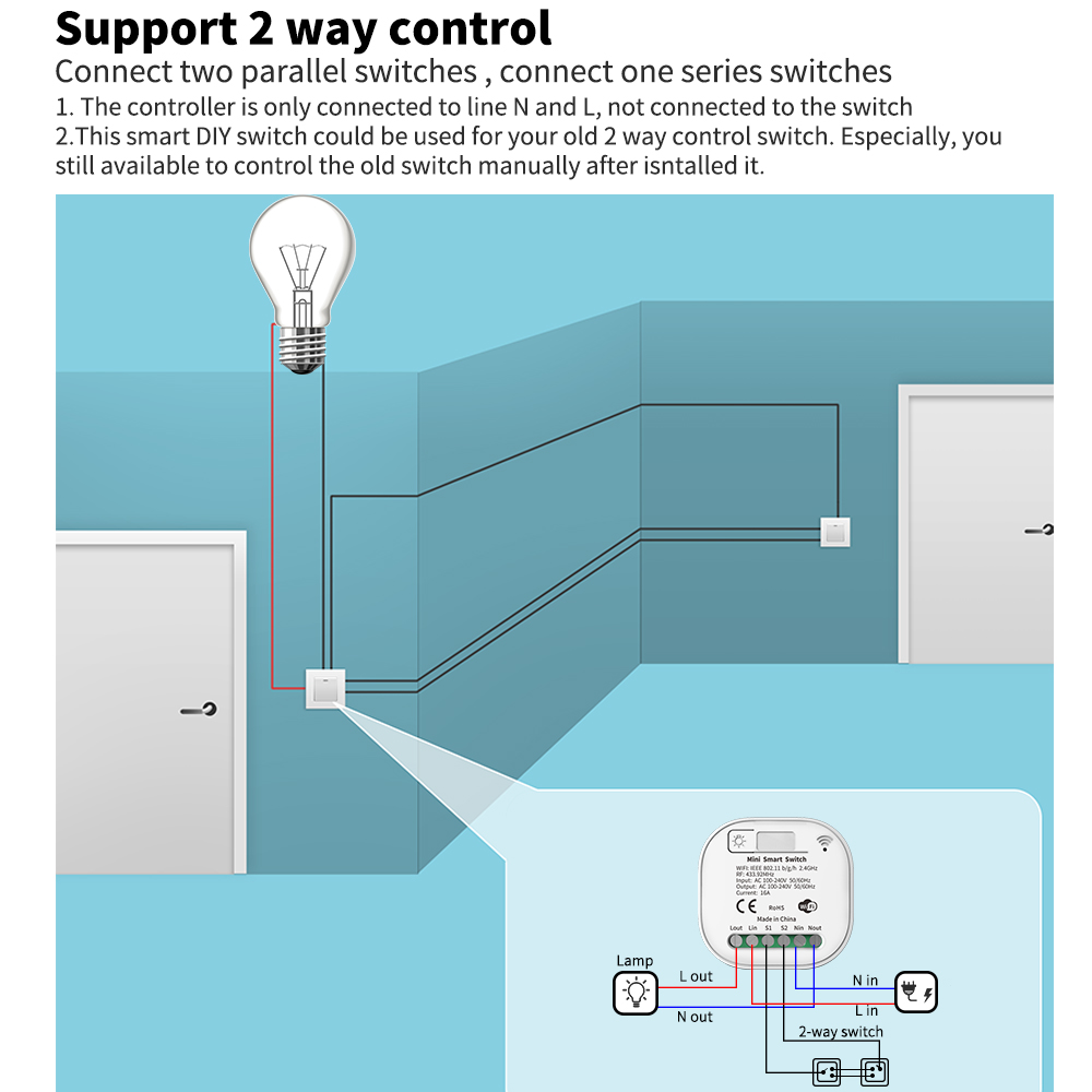 Tuya WiFi 스마트 자체 전원 공급 조명 스위치, - Smart Home Proxmox 리뷰 및 가격